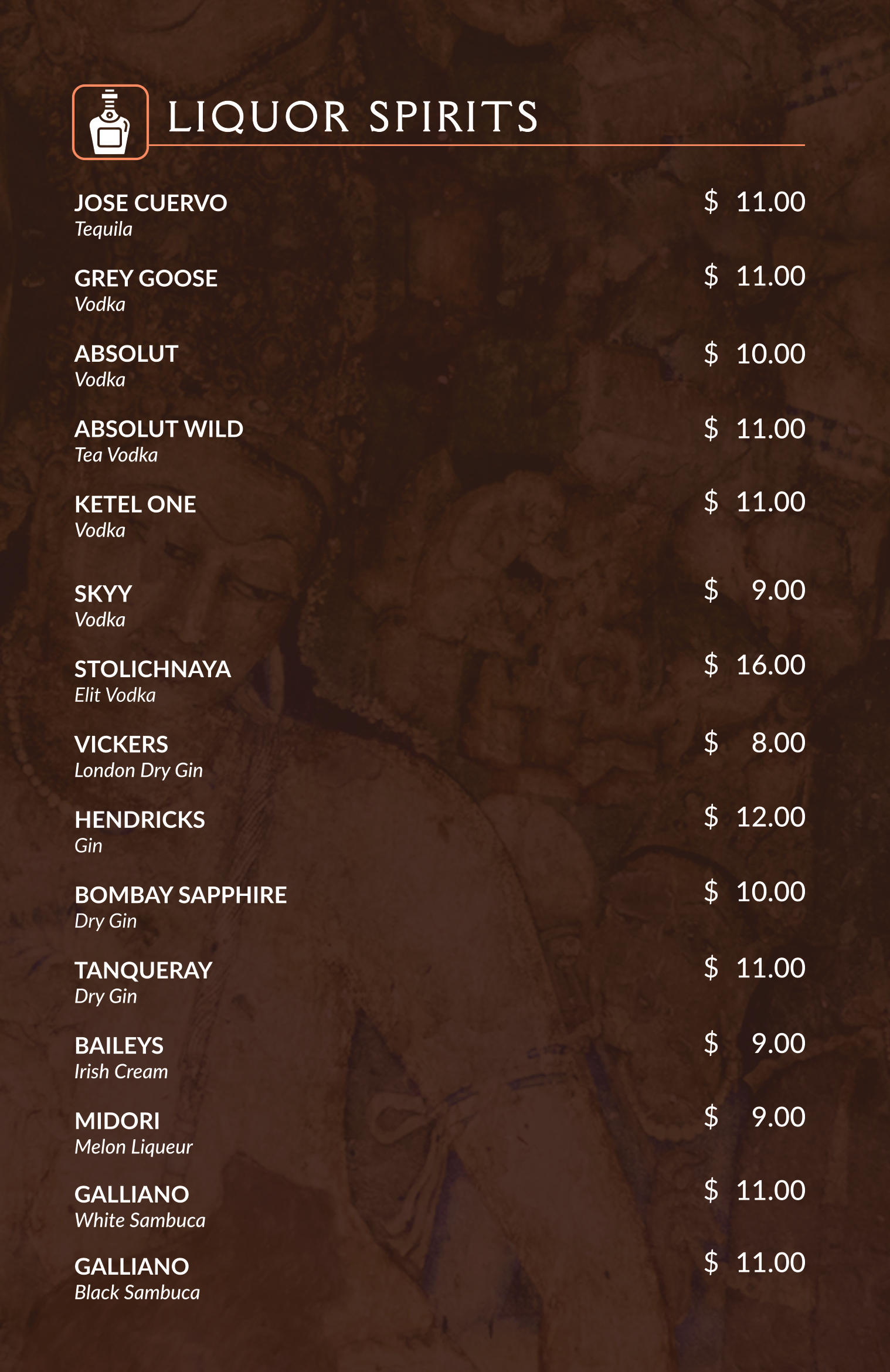 drinks menu